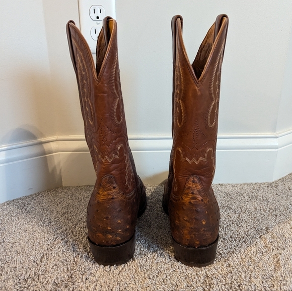 Ariat Circuit R Toe Full Quill Ostrich Brown Boots sz 10.5 EE - Picture 5 of 11